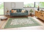 Teppich HANSE HOME "Antik Flowers" Gr. 3, grün (grün, creme), B:135cm H:5mm L:195cm, Viskose, Teppiche, Teppich, Orientalisch mit Fransen, Orient, Wohnzimmer, Schlafzimmer, Esszimmer