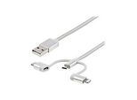 StarTech.com USB Lightning Kabel - USB-C Micro-B Laddekabel - 1m - geflochten - Silber - USB auf Lightning Kabel - USB zu USB C - USB-Kabel - USB (M)