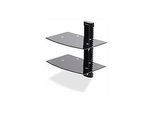 StarTech.com Dual Floating Wall-Mounted AV Shelves, Adjustable Height Shelf For Under TV, Organize A/V Equipment On Black Tempered Glass Shelves
