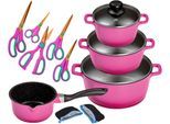 Topf-Set KING "ALUGUSS", lila (beere), Töpfe, Glasdeckel,Induktion,Keramik-Antihaft-Beschichtung