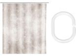 Duschvorhang "»Londa«", bunt (mehrfarbig), B:180cm H:200cm, Kunststoff, Polyester, SCHÖNER WOHNEN-KOLLEKTION, Duschvorhänge, aus recyceltem Polyester, Zement-Optik, mit 16 Duschvorhangringen