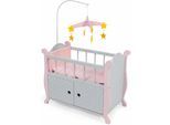 Puppenbett CHIC2000 "Puntos Grey", grau (puntos grau), Puppenmöbel, KinderB:31cm H:78cm T:31cm, Holzwerkstoff, MDF, aus Holz mit Mobile, B:31cm H:78cm T:31cm