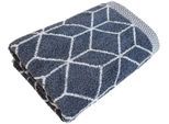 Duschtuch FRAMSOHN FROTTIER "Design Jacquard Prisma Badetuch", grau (anthrazit, weiß), B:67cm L:140cm, Jacquard-Walkfrottier, Obermaterial: 100% Baumwolle, Handtücher, mehrfarbig gewebtem Saum, hergestellt in Österreich