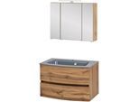 Waschtisch-Set WELLTIME "Kaunas", braun (wotaneiche), B:80cm H:200cm T:49cm, Kastenmöbel-Sets, Breite 80 cm, Soft-Close-Funktion