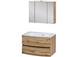 Waschtisch-Set WELLTIME "Kaunas", braun (wotaneiche), B:80cm H:200cm T:49cm, Kastenmöbel-Sets, Breite 80 cm, Soft-Close-Funktion