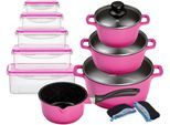 Topf-Set KING "ALUGUSS", lila (beere), Töpfe, Glasdeckel, Keramikantihaftbeschichtung, Induktion