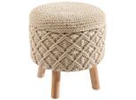 Linea Natura Pouf, Natur, Textil, massiv, Dekodiamanten, 45x45x45 cm, AZO-frei, Indoor, Wohnzimmer, Hocker, Poufs