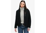 Fleecejacke SUPERDRY "OUTDOOR FULL ZIP FLEECE", Damen, Gr. M, schwarz (schwarz, schwarz), Fleece, Obermaterial: 100% Polyester, unifarben mit Farbeinsatz, relaxed fit hüftbedeckend, Jacken Fleecejacke