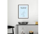 Bild QUEENCE "NOW I KNOW HOW THE BUNNY RUNS", blau (farbe rahmen: schwarz, farbe bild(er): blau), B:50cm H:70cm, Acrylglas, Holz, Papier, Bilder, Bild, HD Premium Poster-Druck inkl. Holzrahmen