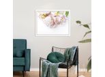 Bild QUEENCE "Maike", rosa (farbe rahmen: weiß, farbe bild(er): rosa), B:50cm H:40cm, Acrylglas, Holz, Papier, Bilder, Bild