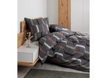 Bettwäsche JANINE "Mako-Satin87107 0", braun (braun grau), B/L: 135cm x 200cm, 1 Stk., 1 Stk., Mako-Satin, B/L: 80cm x 80cm, Mako-Satin, Obermaterial: 100% Baumwolle, Bettwäsche, Bettwäsche, mit Reissverschluss