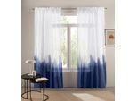 Gardine BRUNO BANANI "Nevalla" Gr. 1, blau, B:130cm H:145cm, Baumwolle, Baumwolle, Gardinen, Gardine, Schal mit Farbverlauf, moderner Hingucker, Vorhang, jedes Zimmer