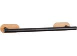 Handtuchstange WENKO "Turbo-Loc Orea", schwarz (schwarz, natur), B:40cm H:4,5cm T:7,5cm, Bambus, Edelstahl, Handtuchhalter, Handtuchstange, befestigen ohne Bohren
