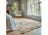 Wollteppich FLAIR RUGS "Daphne Floral, 100% Wolle", pink, B:160cm H:10mm L:230cm, Wolle, Teppiche, organischen Blumenmotive, Wohnzimmer, Schlafzimmer, Esszimmer