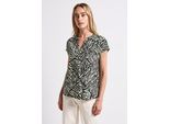 Shirtbluse STREET ONE, Damen, Gr. 38, blau (tiefblau), Stoff, 100% Viskose, bedruckt, normal normal, V-Ausschnitt, abgesteppt, Blusen, mit allover Print