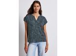 Shirtbluse STREET ONE, Damen, Gr. 36, blau (deepwater blau), Stoff, 100% Viskose, normal normal, Rundhals, abgesteppt, Blusen, aus softer Viskose