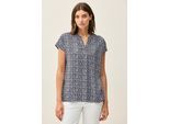 Kurzarmbluse CECIL, Damen, Gr. XS (36), blau (universal blau), Stoff, 100% Viskose, bedruckt, normal normal, Rundhals, abgesteppt, Blusen, aus softer Viskose