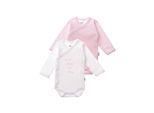 Body LILIPUT "I am growing every day", Mädchen, Gr. 50/56, EURO-Größen, rosa (weiß, rosa), 100% Baumwolle, bedruckt, V-Ausschnitt, Bodys Body, mit langen Ärmeln im Doppelpack