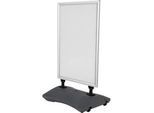 WindPro® GO Kundenstopper silber, doppelseitig, 33 mm, 19‑L Fuss, Stahlfedern, PET, 572×819 mm
