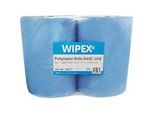 WIPEX Basic-Line Putzpapier, 3-lagig, perforiert, hohe Saugfähigkeit, 100 % Zellstoff, blau, 2 Rollen mit jeweils 500 Tüchern