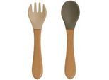Jimmylee Kinderbesteck , Grau, Beige , Holz, Kunststoff , 2-teilig , Buche , massiv , Lfgb , lebensmittelecht, schadstofffrei , Füttern, Kindergeschirr & Kinderbesteck