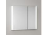 KEUCO Somaris Spiegelschrank mit Beleuchtung 14512002201 80 x 71 x 11,5 cm, verspiegelt, 2 Türen, Wandeinbau, asymmetrisch, Spiegelheizung