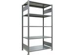Schulte Lagertechnik Büroregal Stecksystem MultiPlus150, Grundregal, 5 Fachböden, ohne Mittelanschlag, B 1000 x T 600 x H 1800 mm, Silbergrau/verzinkt