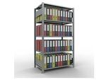 Schulte Lagertechnik Büroregal Stecksystem MultiPlus150, Grundregal, 5 Fachböden, mit Mittelanschlag, B 1000 x T 600 x H 1800 mm, silbergrau/verzinkt