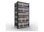 Schulte Lagertechnik Büroregal Stecksystem MultiPlus150, Grundregal, 6 Fachböden, ohne Mittelanschlag, B 1000 x T 600 x H 2000 mm, Schwarz/Lichtgrau