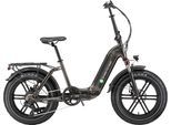 E-Bike GREENSTREET "Tiefeinsteiger Klapprad GS5" Gr. 42, grau (anthrazit, schwarz), Elektrofahrräder, 40cm, 20 Zoll (50,80cm), Pedelec, Elektrofahrrad für Damen u. Herren