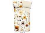 Wendebettwäsche , Creme, Multicolor, Sandfarben, Ecru , Textil , Blume , 140x200 cm , Oeko-Tex® Standard 100, BCI (Better Cotton Initiative) , atmungsaktiv , Heimtextilien, Bettwäsche & Leintücher, Bettwäsche, Wendebettwäsche