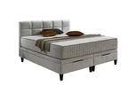 Boxxx Boxbett , Hellgrau , Textil , H2 + H3 , Höhe ca. 30 cm , 180x200 cm , Wendematratze mit unterschiedlichen Härtegraden, Partnermatratze mit durchgehendem Bezug , Schlafzimmer, Betten, Boxspringbetten