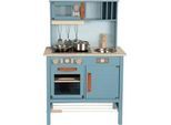 small foot Kinderküche , Hellblau , Holz, Metall , 6-teilig , 57x87x28 cm , EN 71 , Geräuscheffekte, Lichteffekte , Spielzeug, Holzspielzeug