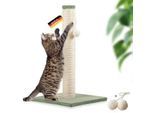 Rohrschneider ® Kratzbaum L, mit Katzenspielzeug, Bodenplatte mit Cordbezug hellgrün 36 cm, 36 cm, 64 cm