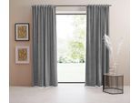 Vorhang "Samt Ladina" Gr. 2, grau, B:140cm H:175cm, Polyester, Polyester, LEGER HOME BY LENA GERCKE, Gardinen, Vorhang, blickdicht, gewebt, verschiedene Grössen, Bestseller