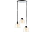 BRILLIANT Pendelleuchte "Casto", schwarz (schwarz, bernstein), 3, Ø 51cm, 1 Stk., Leuchten, 150 x 51 cm, E27, kürzbar, Glas, bernsteinfarben, Pendelleuchte