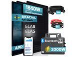 SUNNIVA® 1840W Balkonkraftwerk BIFAZIAL FULLBLACK komplett Steckdose TSUN 2000W Wechselrichter, PV Solaranlage, 4x 460W Glas-Glas Solarmodule, inkl. 5m Kabel, Bluetooth WIFI, Komplettset