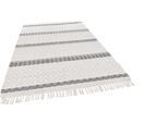 Wollteppich THEKO "Visby - 915", weiß (wollweiß), B:120cm H:10mm L:180cm, Schurwolle, Teppiche, Fransenteppich, reine Wolle, handgewebt, Scandi Design, mit Fransen