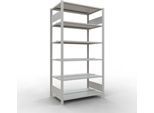 Schulte Lagertechnik Büroregal Stecksystem MultiPlus150, Grundregal, 6 Fachböden, mit Mittelanschlag, B 1000 x T 600 x H 2000 mm, Lichtgrau RAL 7035