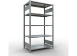 Schulte Lagertechnik Büroregal Stecksystem MultiPlus150, Grundregal, 5 Fachböden, mit Mittelanschlag, B 1000 x T 600 x H 1800 mm, silbergrau/verzinkt