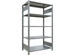 Schulte Lagertechnik Büroregal Stecksystem MultiPlus150, Grundregal, 5 Fachböden, ohne Mittelanschlag, B 1000 x T 600 x H 1800 mm, Silbergrau/verzinkt