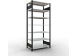 Schulte Lagertechnik Büroregal Stecksystem MultiPlus150, Grundregal, 7 Fachböden, ohne Mittelanschlag, B 1000 x T 600 x H 2300 mm, Schwarz/Lichtgrau