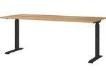 Schreibtisch Boston, mechanisch höhenverstellbar, Rechteck, C-Fuß, B 1800 x T 800 x H 680-910 mm, Navarra-Eiche/schwarz
