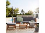 Ambia Garden Loungegarnitur, Grau, Akazie, Holz, Textil, 4-teilig, Akazie, vollmassiv, Füllung: Schaumstoff, Ottomane rechts, L-Form, 199x123.5 cm, wetterfest, Loungemöbel, Gartenlounge-Sets