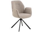 Mid.you Armlehnstuhl , Beige, Braun , Textil , Sternfuss , 60.5x90x62 cm , Sitzfläche 360° drehbar , Esszimmer, Stühle, Polsterstühle