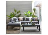 Ambia Garden Loungegarnitur , Anthrazit, Grau , Metall, Textil , Füllung: Schaumstoff,Komfortschaum,Komfortschaum , Ottomane links, L-Form , 248x180 cm , rostfrei, wetterbeständig , Gartenmöbel, Loungemöbel, Gartenlounge-Sets