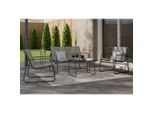 Ambia Garden Gartenset, Schwarz, Dunkelgrau, Metall, Glas, Textil, 4-teilig, Gartenmöbel, Gartenmöbel-Sets