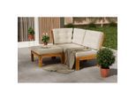 Ambia Garden Loungegarnitur , Akaziefarben, Beige , Holz, Textil , Akazie , vollmassiv , Füllung: Komfortschaum,Komfortschaum , Säule , Gartenmöbel, Loungemöbel, Loungegarnituren