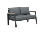 Ambia Garden Loungesofa, Anthrazit, Grau, Naturfarben, Holz, Metall, Textil, Eukalyptusholz, massiv, Füllung: Schaumstoff, Polyester,Komfortschaum, 132x74x75 cm, Gartenmöbel, Loungemöbel, Gartensofas & Loungesofas