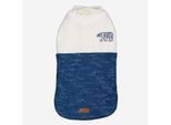 Weiß-dunkelblaue Hundejacke mit Logo